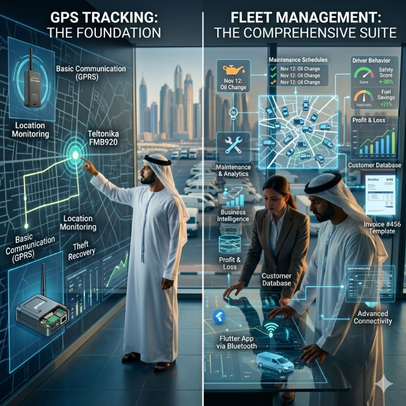Fleet Management vs GPS Tracking: What UAE Businesses Actually Need in 2026